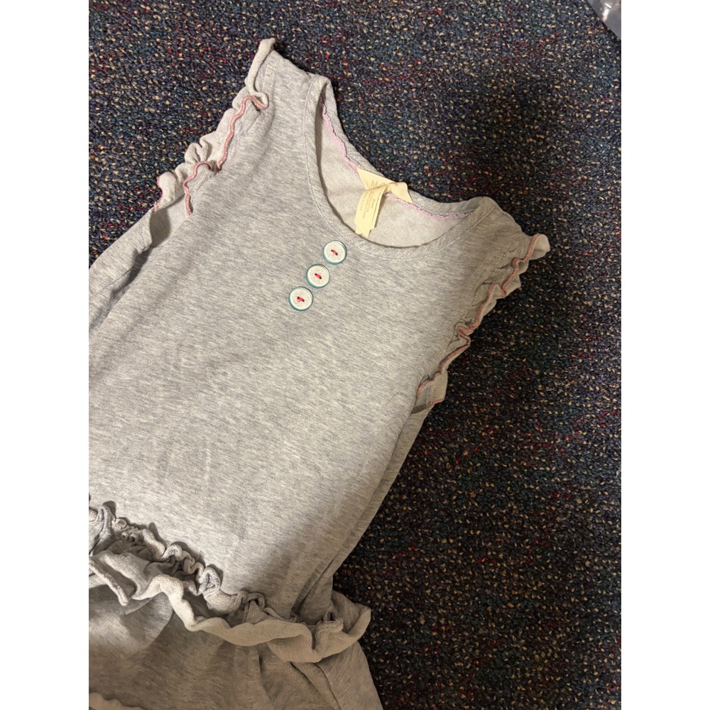 Matilda Jane Girls Gray Tiered Ruffle Dress Pink Tulle Hem Size 8